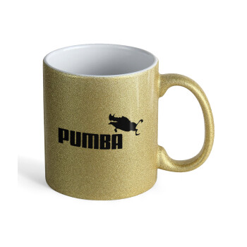 Pumba, Κούπα Χρυσή Glitter που γυαλίζει, κεραμική, 330ml