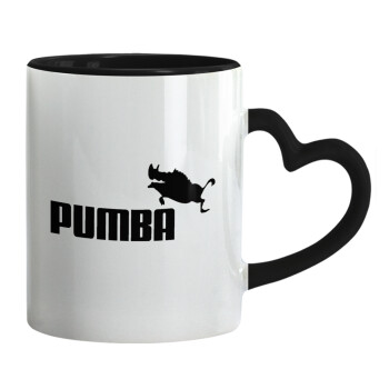 Pumba, Κούπα καρδιά χερούλι μαύρη, κεραμική, 330ml