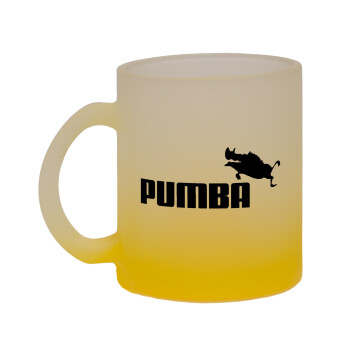 Pumba, Κούπα γυάλινη δίχρωμη με βάση το κίτρινο ματ, 330ml
