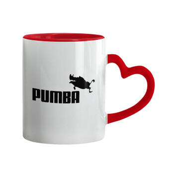 Pumba, Κούπα καρδιά χερούλι κόκκινη, κεραμική, 330ml