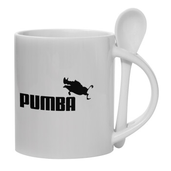 Pumba, Ceramic coffee mug with Spoon, 330ml (1pcs)