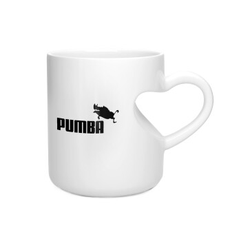 Pumba, Κούπα καρδιά λευκή, κεραμική, 330ml