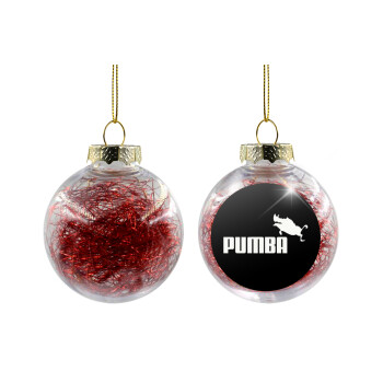 Pumba, Χριστουγεννιάτικη μπάλα δένδρου διάφανη με κόκκινο γέμισμα 8cm