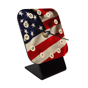 USA Flag, Quartz Table clock in natural wood (10cm)