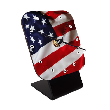 Σημαία Αμερικής, Επιτραπέζιο ρολόι ξύλινο με δείκτες (10cm)