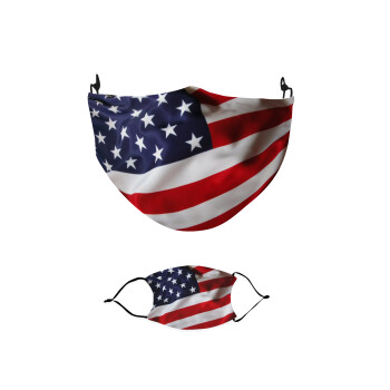 USA Flag, Μάσκα υφασμάτινη παιδική πολλαπλών στρώσεων με υποδοχή φίλτρου