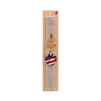 USA Flag, Easter Set, wooden keychain & scented Easter candle flat (30cm) (GRAY)