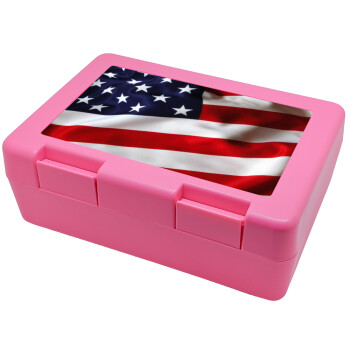 USA Flag, Children's cookie container PINK 185x128x65mm (BPA free plastic)