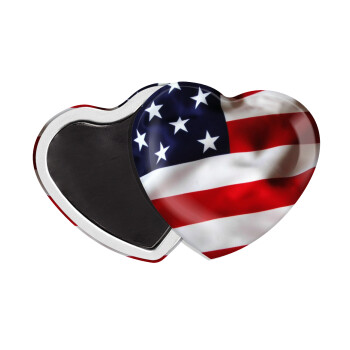 USA Flag, Μαγνητάκι καρδιά (57x52mm)