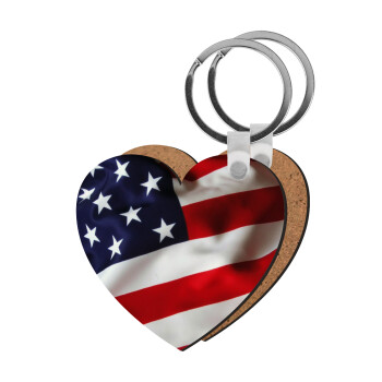 Σημαία Αμερικής, Μπρελόκ Ξύλινο καρδιά MDF