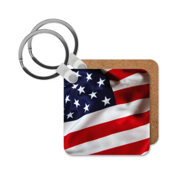 Σημαία Αμερικής, Μπρελόκ Ξύλινο τετράγωνο MDF