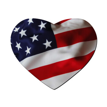 USA Flag, Mousepad heart 23x20cm
