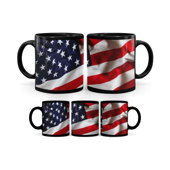 Σημαία Αμερικής, Κούπα Μαύρη, κεραμική, 330ml