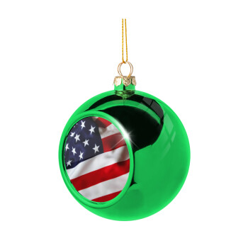Σημαία Αμερικής, Χριστουγεννιάτικη μπάλα δένδρου Πράσινη 8cm
