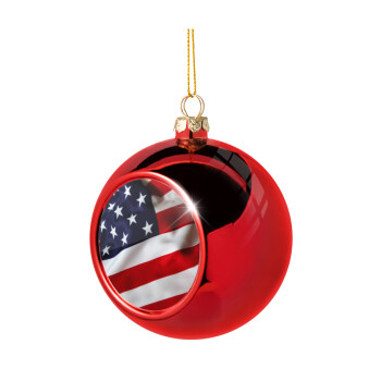 USA Flag, Χριστουγεννιάτικη μπάλα δένδρου Κόκκινη 8cm