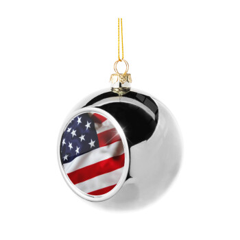 Σημαία Αμερικής, Χριστουγεννιάτικη μπάλα δένδρου Ασημένια 8cm