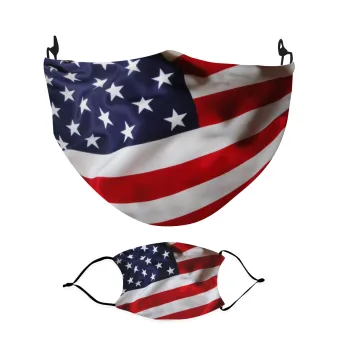 USA Flag, Μάσκα υφασμάτινη Ενηλίκων πολλαπλών στρώσεων με υποδοχή φίλτρου