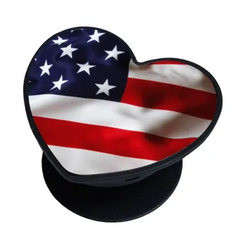 USA Flag, Phone Holders Stand  καρδιά Μαύρο Βάση Στήριξης Κινητού στο Χέρι