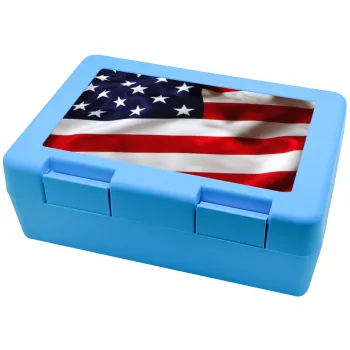 USA Flag, Children's cookie container LIGHT BLUE 185x128x65mm (BPA free plastic)