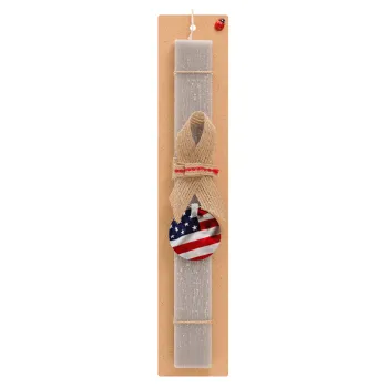 USA Flag, Easter Set, wooden keychain & scented Easter candle flat (30cm) (GRAY)
