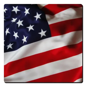 USA Flag, Τετράγωνο μαγνητάκι ξύλινο 6x6cm