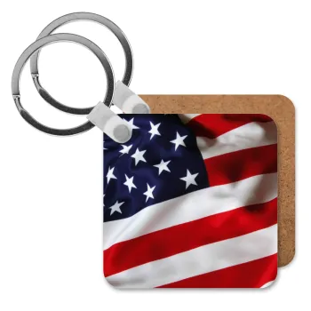 Σημαία Αμερικής, Μπρελόκ Ξύλινο τετράγωνο MDF