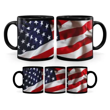 Σημαία Αμερικής, Κούπα Μαύρη, κεραμική, 330ml