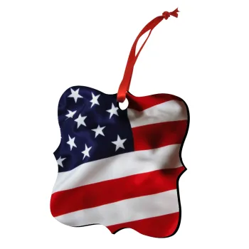 Σημαία Αμερικής, Στολίδι Χριστουγεννιάτικο στολίδι polygon ξύλινο 7.5cm