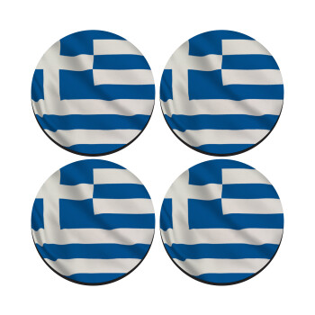 Σημαία Ελλάδας, ΣΕΤ 4 Σουβέρ ξύλινα στρογγυλά (9cm)