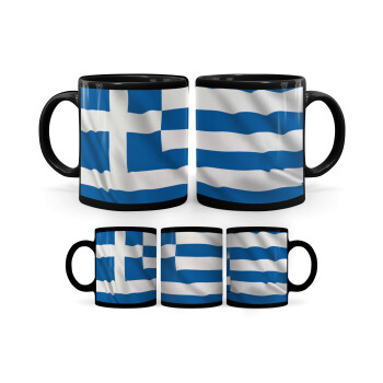 GREEK Flag, Mug black, ceramic, 330ml