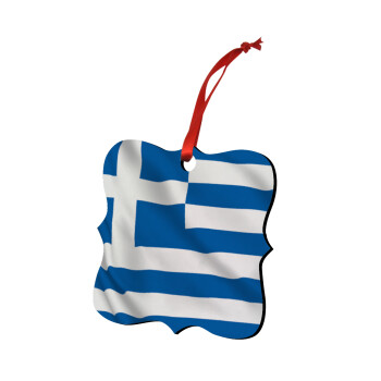 Σημαία Ελλάδας, Χριστουγεννιάτικο στολίδι polygon ξύλινο 7.5cm