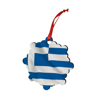 Σημαία Ελλάδας, Χριστουγεννιάτικο στολίδι snowflake ξύλινο 7.5cm