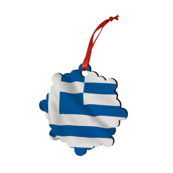 GREEK Flag, Christmas ornament snowflake wooden 7.5cm