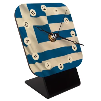 Σημαία Ελλάδας, Επιτραπέζιο ρολόι σε φυσικό ξύλο (10cm)