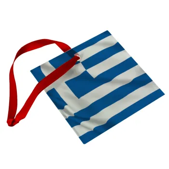 Σημαία Ελλάδας, Στολίδι Χριστουγεννιάτικο στολίδι γυάλινο τετράγωνο 9x9cm