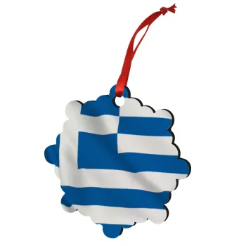 Σημαία Ελλάδας, Στολίδι Χριστουγεννιάτικο στολίδι snowflake ξύλινο 7.5cm