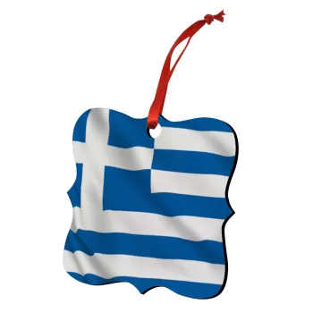 Σημαία Ελλάδας, Στολίδι Χριστουγεννιάτικο στολίδι polygon ξύλινο 7.5cm