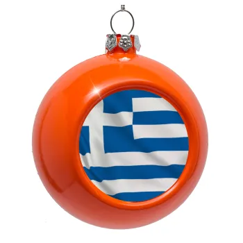 GREEK Flag, Orange Christmas tree ornament bauble 8cm