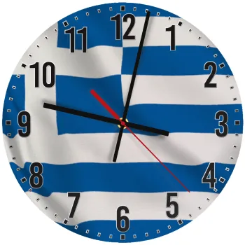 GREEK Flag, Ρολόι τοίχου ξύλινο (30cm)