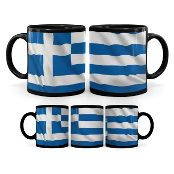 Σημαία Ελλάδας, Κούπα Μαύρη, κεραμική, 330ml