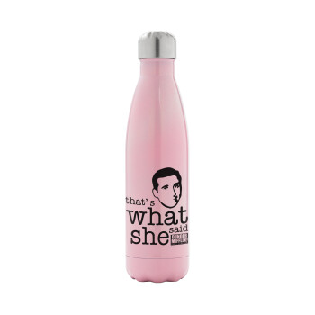 The office Michael That's what she said, Metal mug thermos Pink Iridiscent (Stainless steel), double wall, 500ml