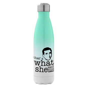 The office Michael That's what she said, Metal mug thermos Green/White (Stainless steel), double wall, 500ml