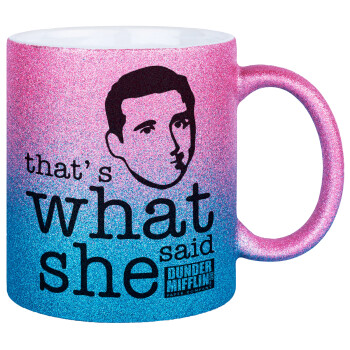 The office Michael That's what she said, Κούπα Χρυσή/Μπλε Glitter, κεραμική, 330ml
