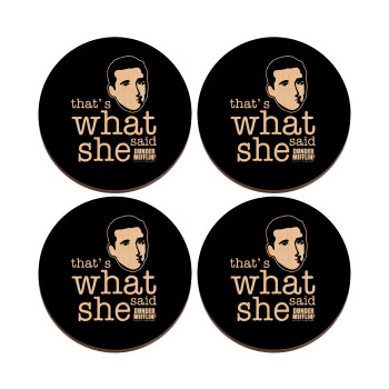 The office Michael That's what she said, ΣΕΤ x4 Σουβέρ ξύλινα στρογγυλά plywood (9cm)