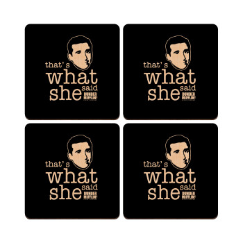 The office Michael That's what she said, ΣΕΤ x4 Σουβέρ ξύλινα τετράγωνα plywood (9cm)