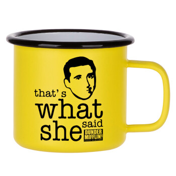 The office Michael That's what she said, Κούπα Μεταλλική εμαγιέ ΜΑΤ Κίτρινη 360ml