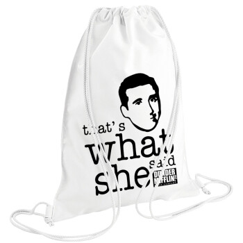 The office Michael That's what she said, Backpack pouch GYMBAG white (28x40cm)