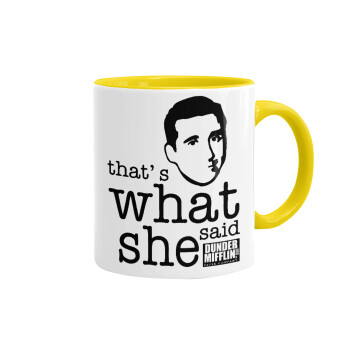 The office Michael That's what she said, Mug colored yellow, ceramic, 330ml