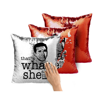 The office Michael That's what she said, Μαξιλάρι καναπέ Μαγικό Κόκκινο με πούλιες 40x40cm περιέχεται το γέμισμα