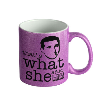 The office Michael That's what she said, Κούπα Μωβ Glitter που γυαλίζει, κεραμική, 330ml